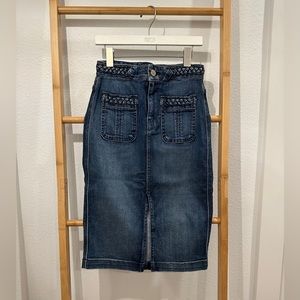 Braided Midi Denim Skirt 7 For All Mankind